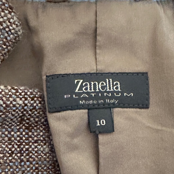 **ZANELLA* "Brown Blazer Platinum Suit Jacket Size 10 - Picture 6 of 7